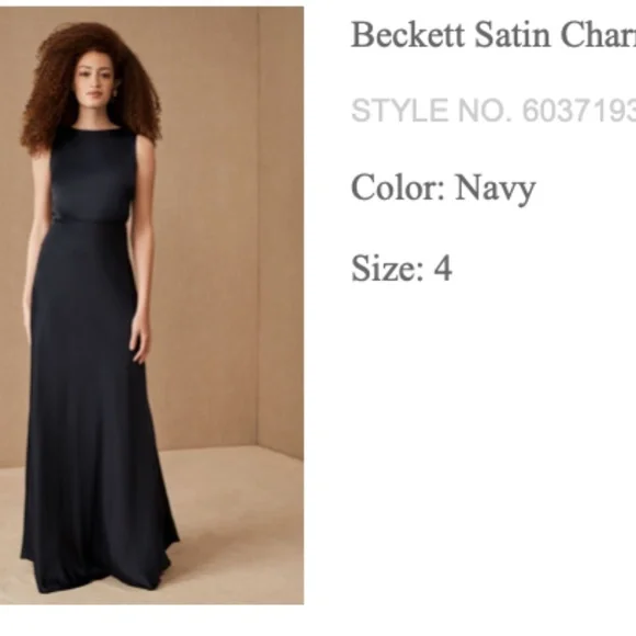 BHLDN | Dresses | Bhldn Beckett Satin Charmeuse Maxi Dress Navy Size 4 |  Poshmark